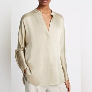 Vince Silk Band Collar Blouse